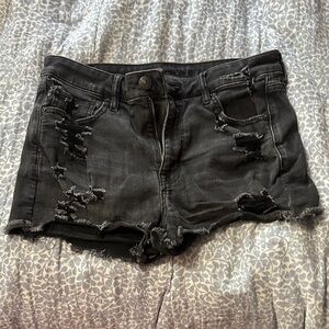 American Eagle Outfitters Black Ripped Jean Shorts